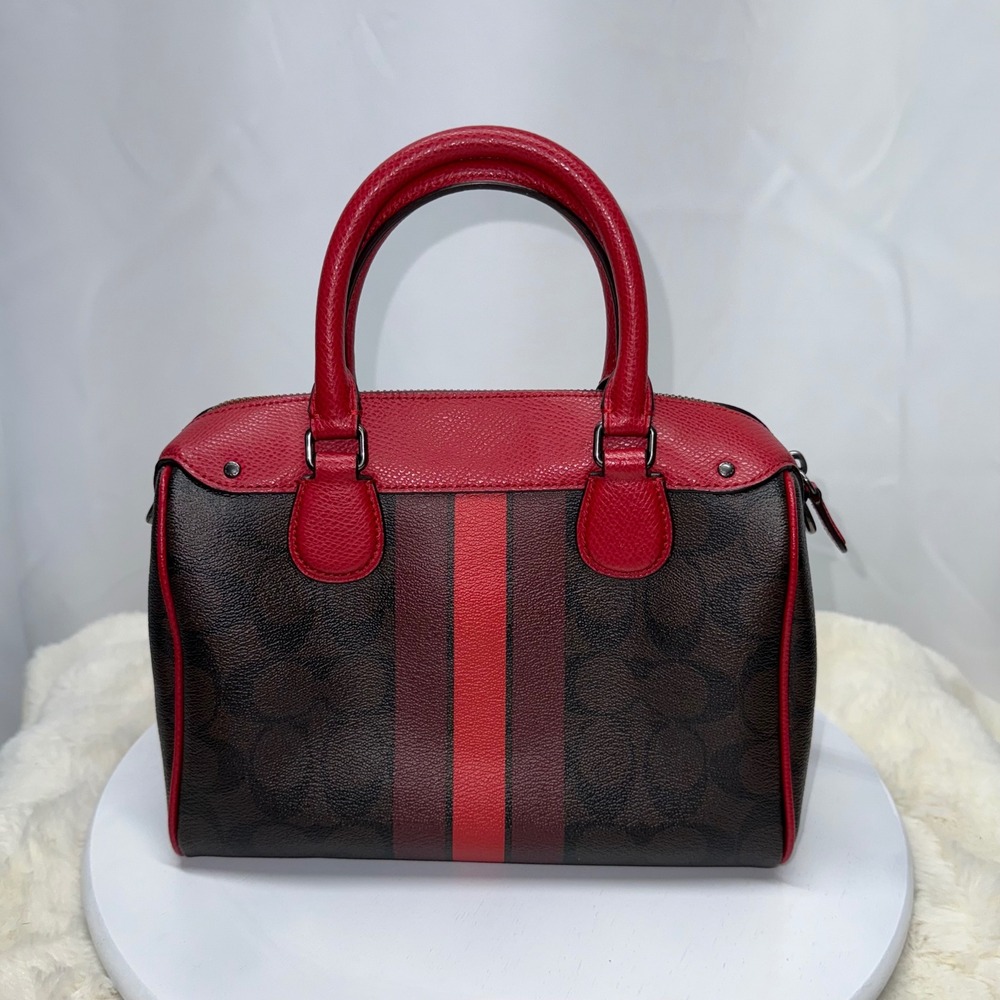 Coach Brown and Red Cherry Signature Satchel - Picture 4 of 13